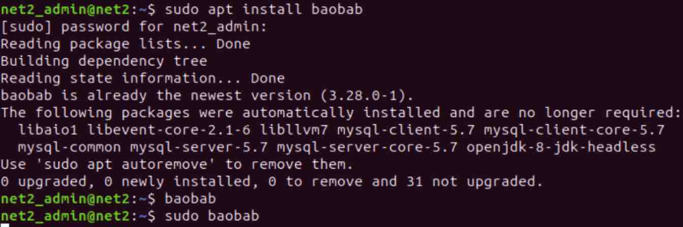 sudo apt install baobab