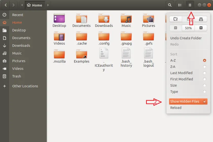 How to hide folders and show hidden files in Ubuntu