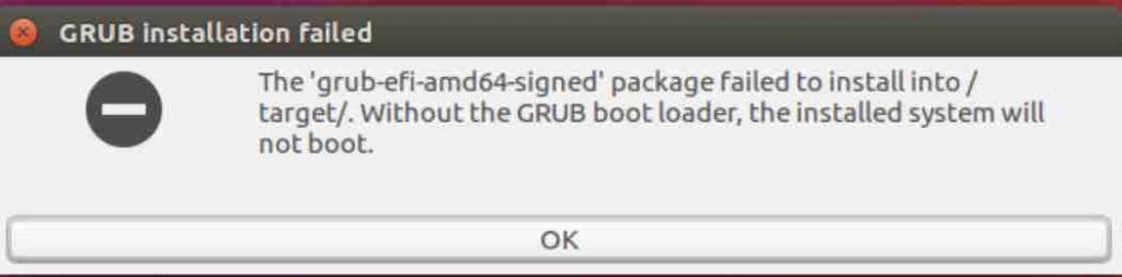 Не удалось установить пакет grub efi amd64 signed в target ubuntu