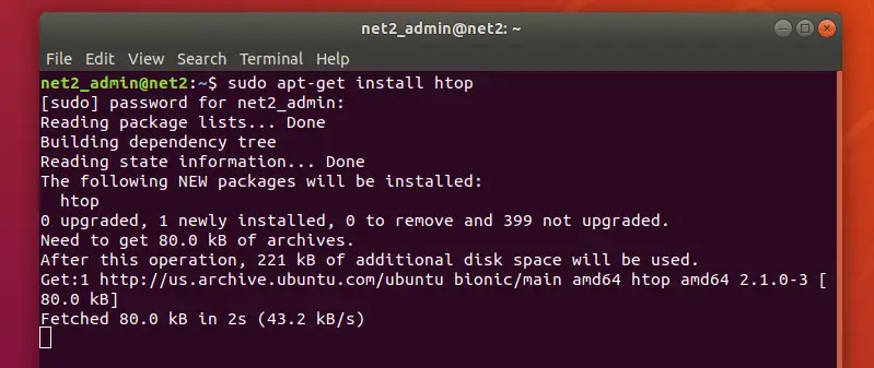 HTOP installation and interface