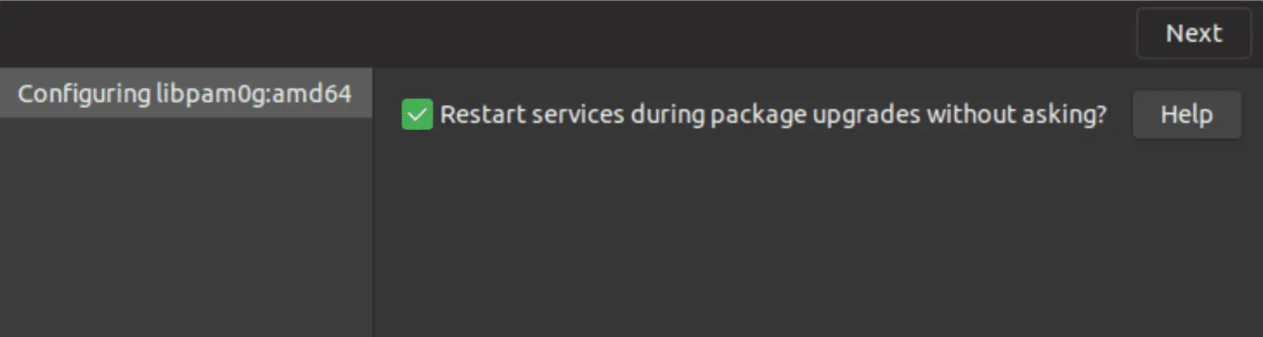 restart services during package upgrade without asking