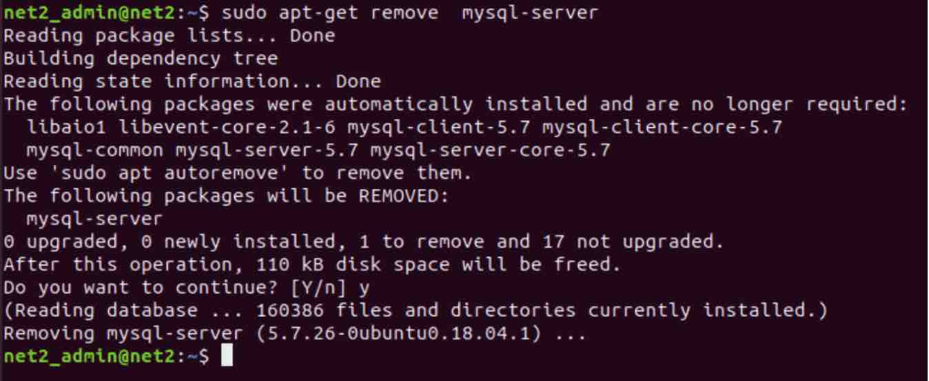 rying to remove the package mysql-server.