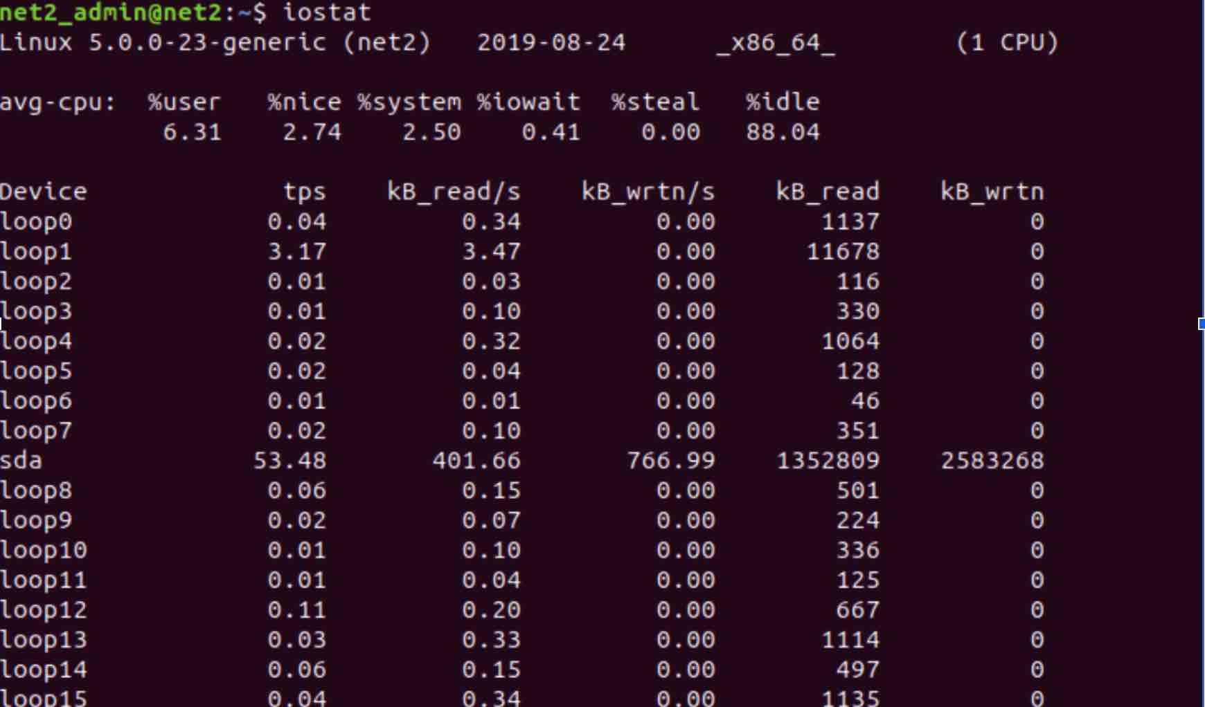 IOSTAT command output