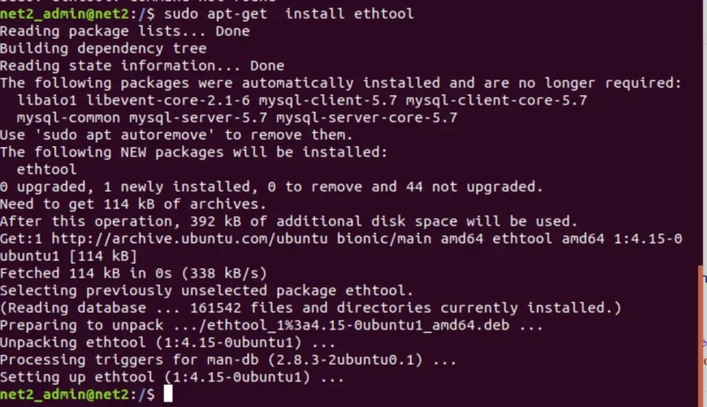 command apt-get install ethtool