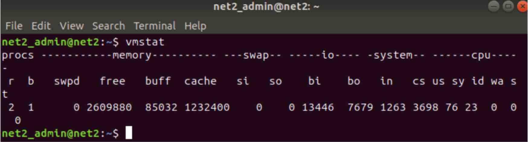 VMSTAT command output