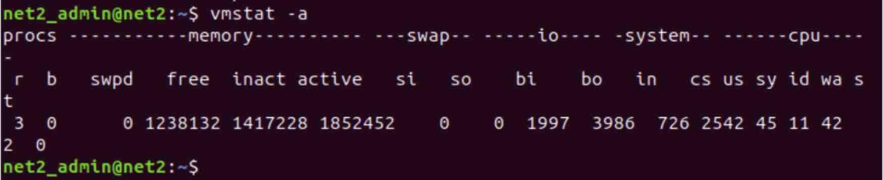 VMSTAT memory pages information