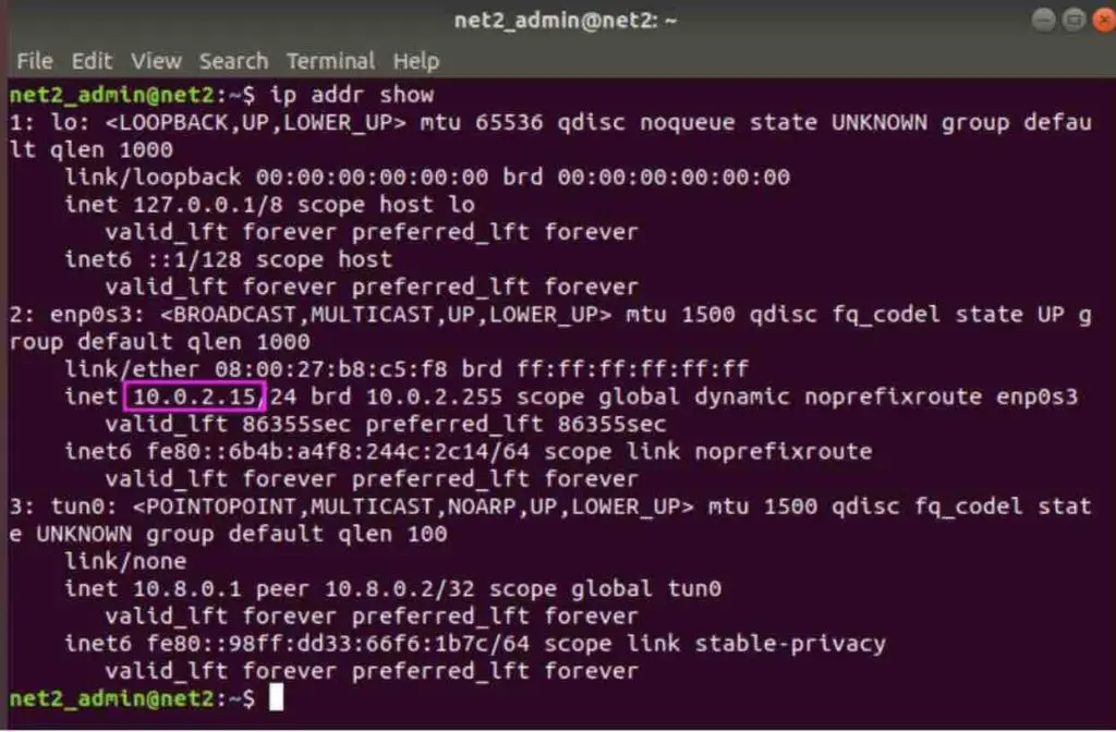 local ip address linux