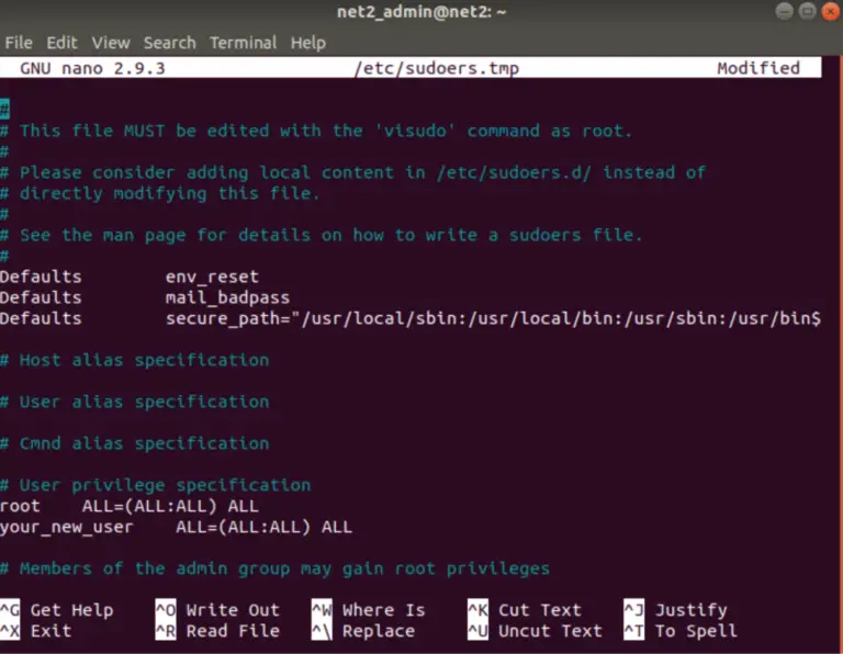 edit sudoers file ubuntu terminal