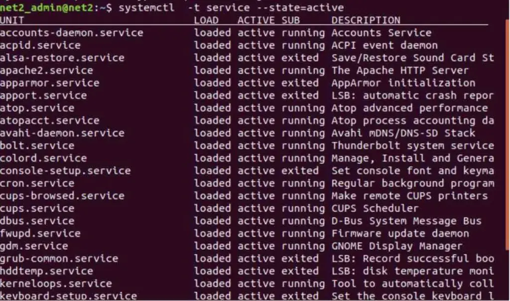 How to list start and stop services at boot time in linux ubuntu debian