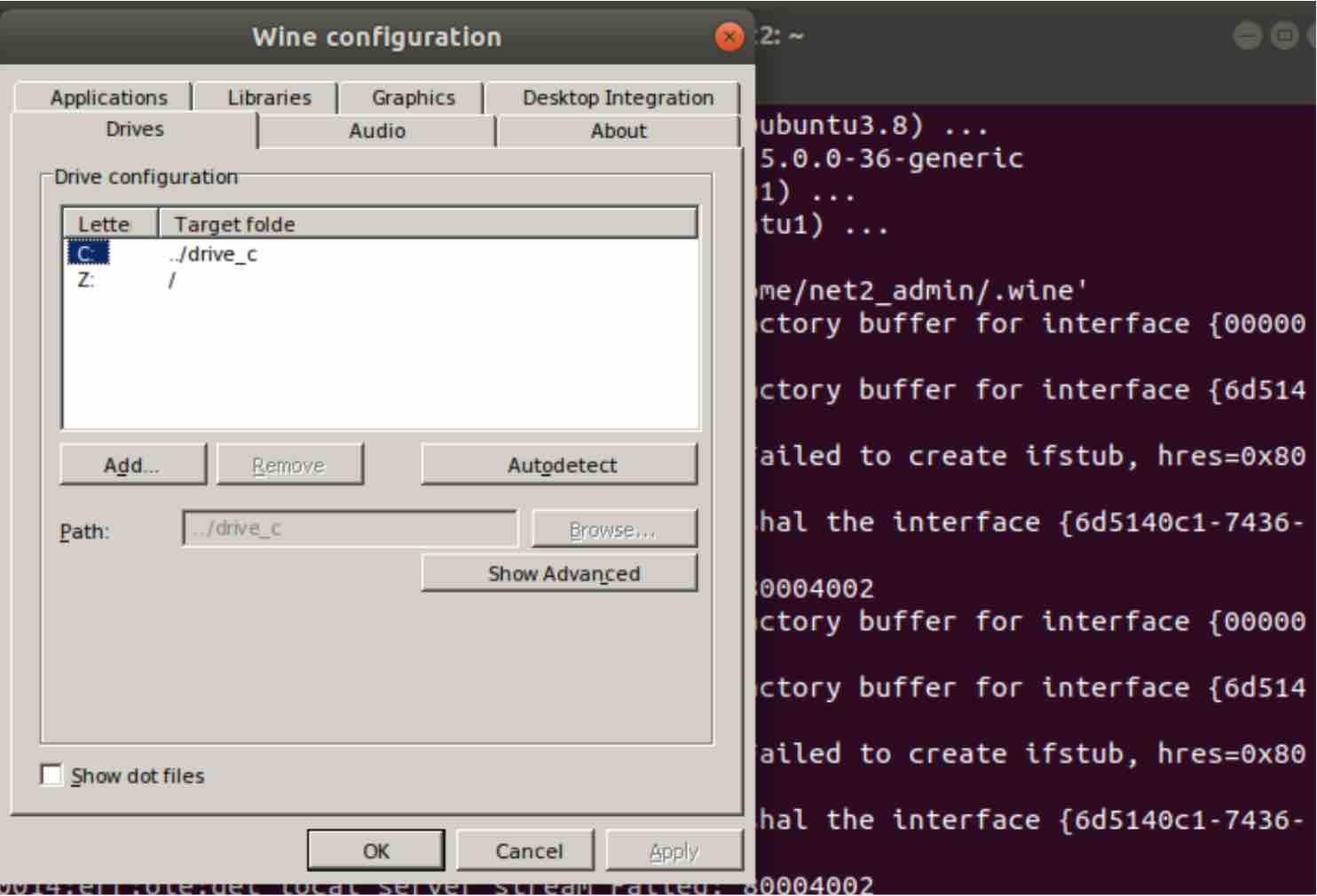 using wine emulator