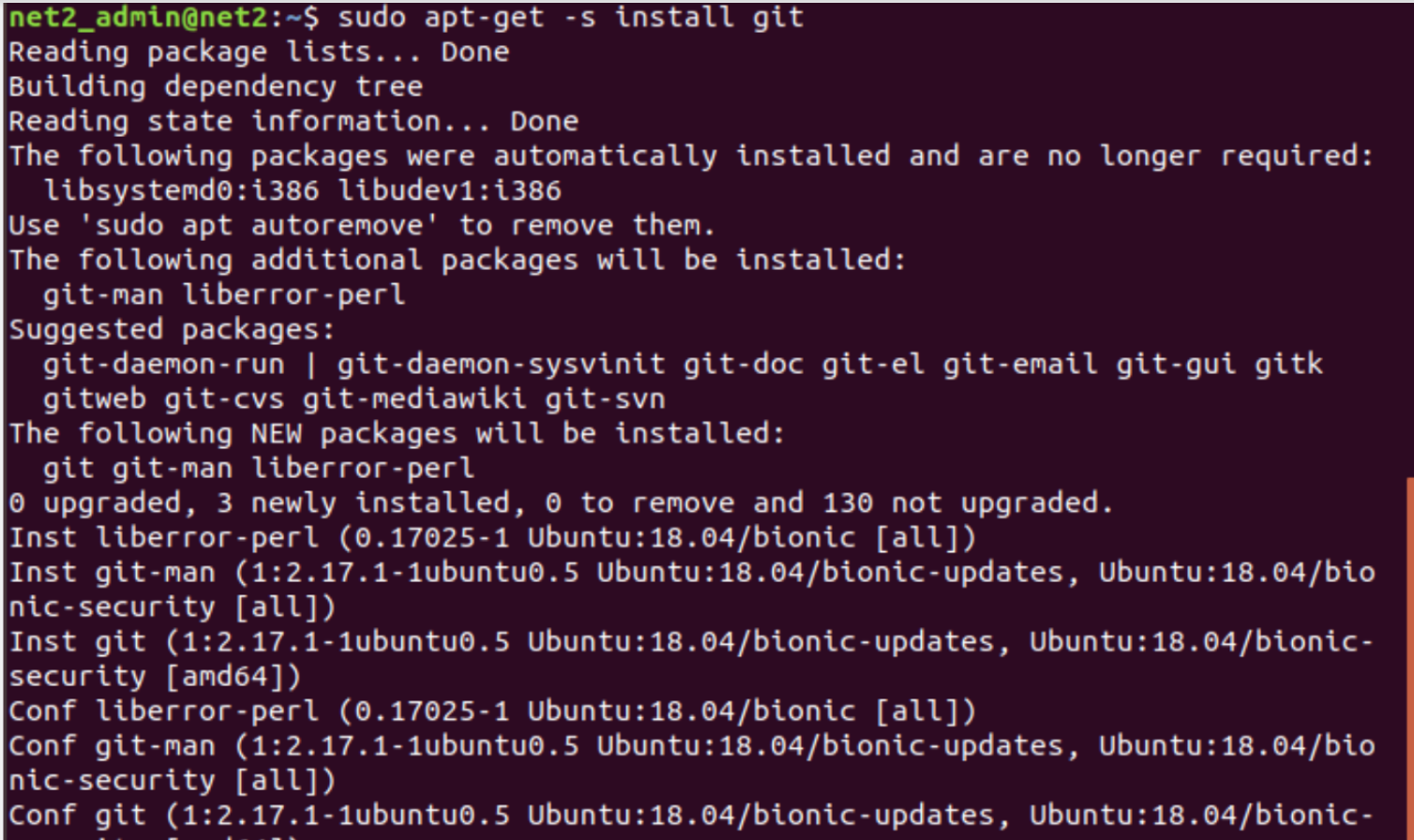 apt-get -s install git