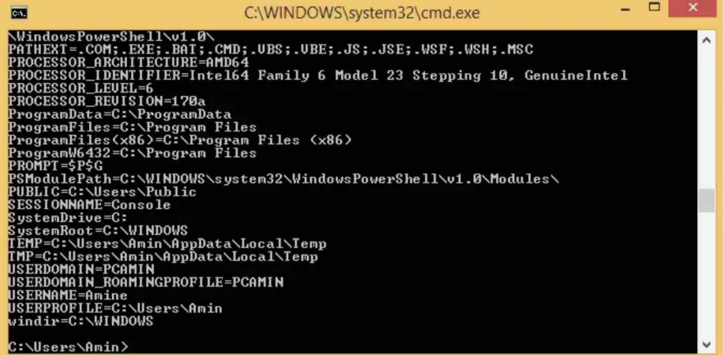 Посмотреть path в windows cmd