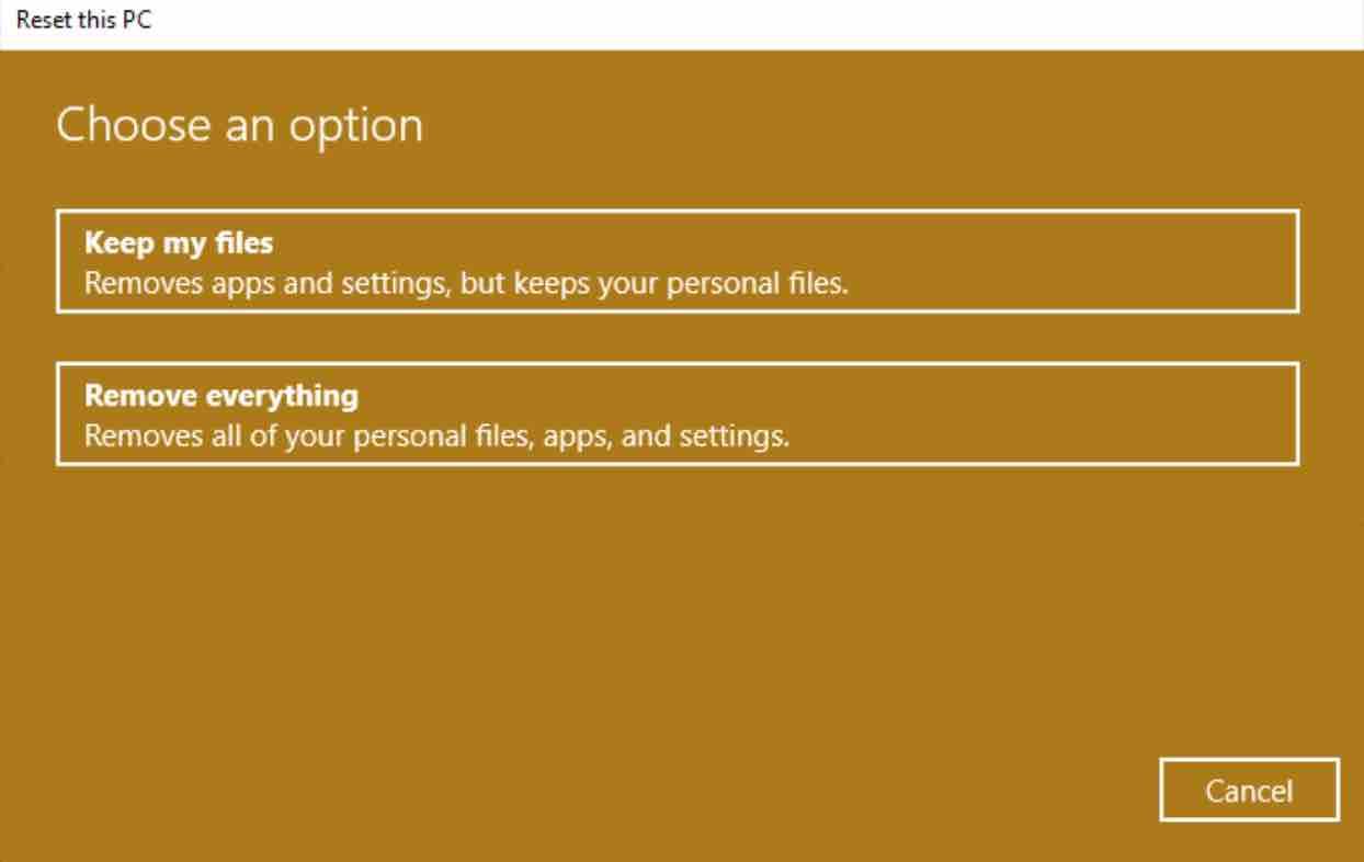 windows 10 keep personal files and apps