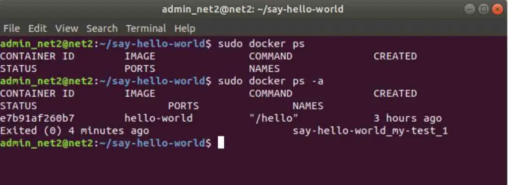 docker ps -a