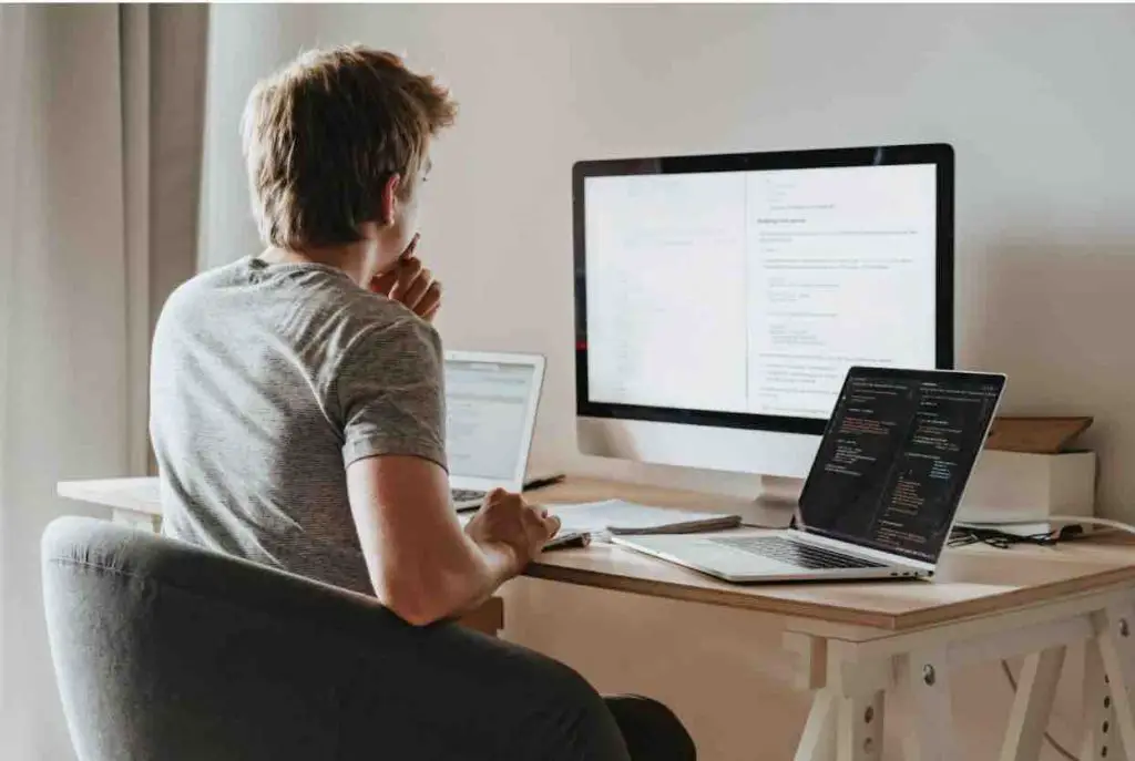 man and computer