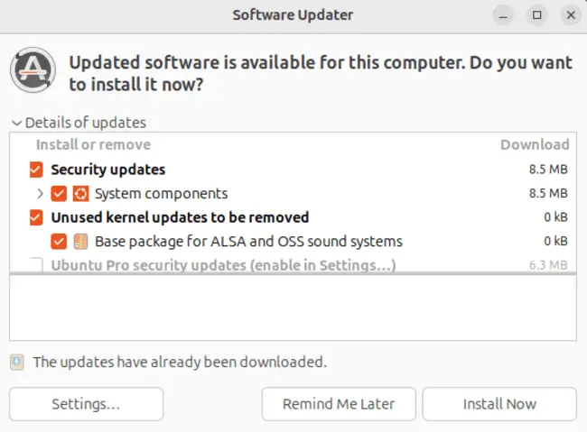 Software Updater Window