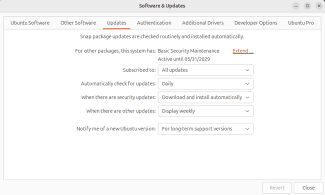 Software Updater Settings