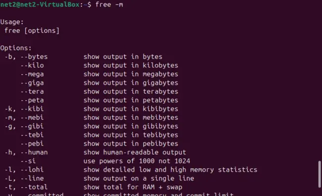 Free Memory Output